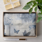 Blue Vintag Collage mit dem Eifelturm Seidenpapier (Geschenk)