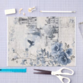 Blue Vintag Collage mit Rose und Architektur Seidenpapier (Handwerk)