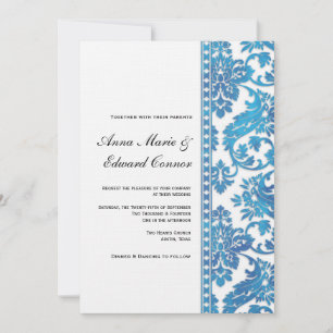 Blue Vintag Damask Lace Wedding Einladung