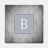 Blue Vintag Damask Monogram Magnet (Vorne)