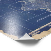 Blue Vintag Diagramm Space Ship Fotodruck (Ecke)