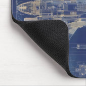 Blue Vintag Diagramm Space Ship Mousepad (Ecke)