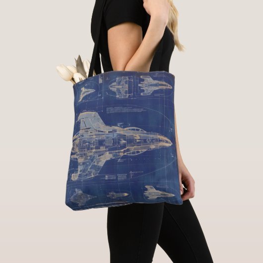 Blue Vintag Diagramm Space Ship Tasche (Von Nahem)