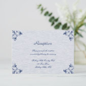 Blue Vintag Elegance Hochzeitsempfang Einladung (Stehend Vorderseite)