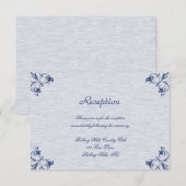 Blue Vintag Elegance Hochzeitsempfang Einladung (Vorne/Hinten)