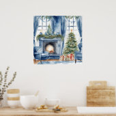 Blue Vintag Festivals Room by Christmas Atmosphere Poster (Küche)