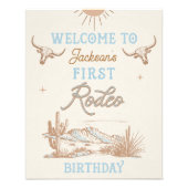 Blue Vintag First Rodeo 1. Geburtstag Begrüßungsze Fotodruck (Vorne)