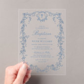 Blue Vintag Floral Boy Taufe Christening Acryleinladungen (Insitu (Handheld))