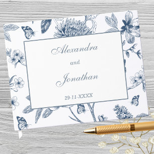 Blue Vintag Floral French Wedding Gästebuch