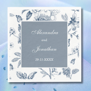 Blue Vintag Floral French Wedding Serviette