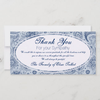 Blue Vintag Floral Pattern 2 Beileid Vielen Dank P Dankeskarte