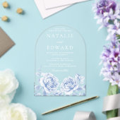Blue Vintag Floral Rose Elegante Hochzeit Acryleinladungen (Insitu (Hochzeit))