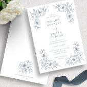 Blue Vintag Floral Wedding Einladung