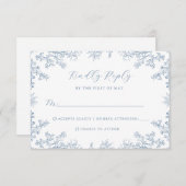 Blue Vintag Floral Wedding RSVP Card (Vorne/Hinten)