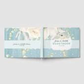 Blue Vintag Florals Wedding Guestbook Gästebuch (Voll)