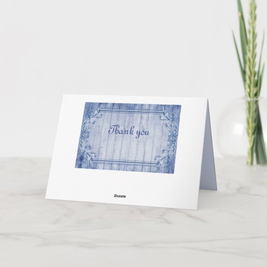 Blue Vintag Frame Danke - Personalisieren Karte (Rückseite)