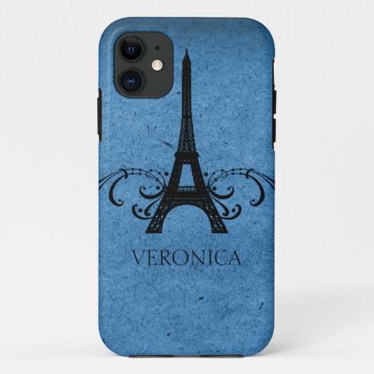 Blue Vintag French Blüh Case-Mate iPhone Hülle (Rückseite)
