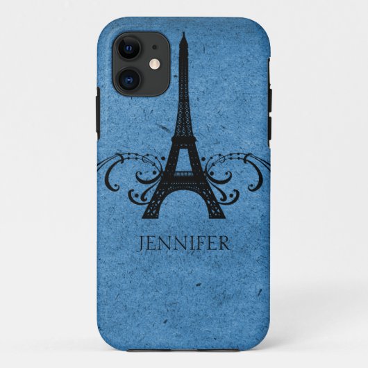 Blue Vintag French Blüh Case-Mate iPhone Hülle (Rückseite)