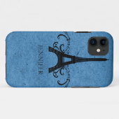 Blue Vintag French Blüh Case-Mate iPhone Hülle (Rückseite (Horizontal))