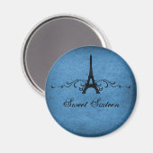 Blue Vintag French Blühen Sweet 16 Magnet (Vorderseite/Rückseite)