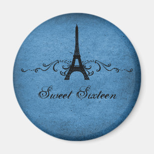 Blue Vintag French Blühen Sweet 16 Magnet