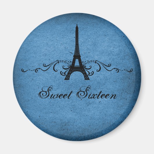 Blue Vintag French Blühen Sweet 16 Magnet (Vorne)
