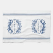 Blue Vintag French Cooking Personalisierter Name Geschirrtuch (Horizontal)