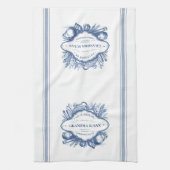 Blue Vintag French Cooking Personalisierter Name Geschirrtuch (Vertikal)
