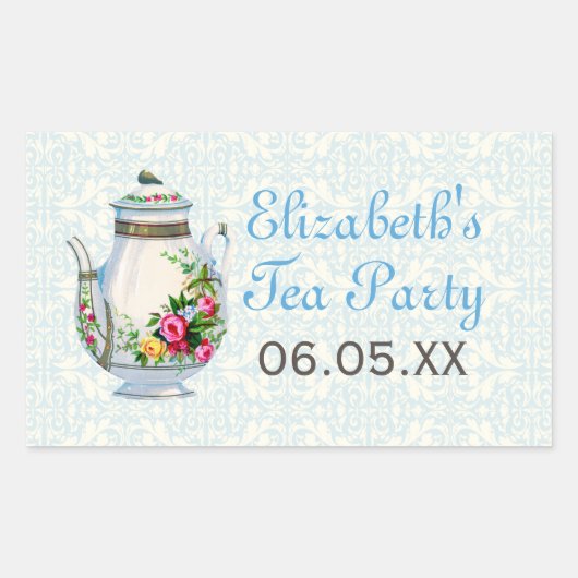 Blue Vintag French Tee Gastgeschenk Stickers (Vorderseite)