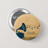 Blue Vintag Gramophon Button (Vorne & Hinten)