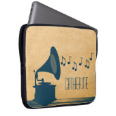 Blue Vintag Gramophon Laptop Sleeve (Vorne Rechts)