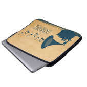 Blue Vintag Gramophon Laptop Sleeve (Vorne Knopf)