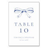 Blue Vintag Hand Drawn Bow Wedding Tischnummer (Vorderseite)