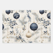 Blue Vintag Inspiriert Christmas Florals Geschenkpapier Set (Vorderseite 3)