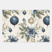 Blue Vintag Inspiriert Christmas Florals Geschenkpapier Set (Vorderseite 2)