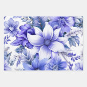 Blue Vintag Inspiriert Christmas Florals Geschenkpapier Set (Vorderseite 2)