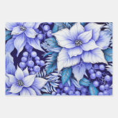 Blue Vintag Inspiriert Christmas Florals Geschenkpapier Set (Vorderseite 3)
