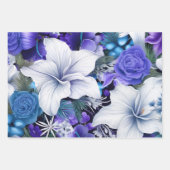 Blue Vintag Inspiriert Christmas Florals Geschenkpapier Set (Vorderseite 2)