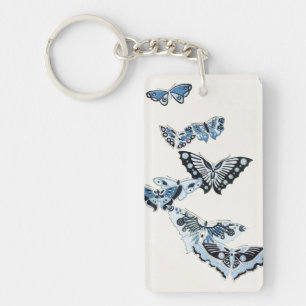 Blue Vintag Japanischer Schmetterling Schlüsselanhänger