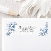 Blue Vintag Line Gezeichnet Rose (Insitu)