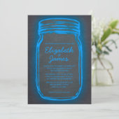 Blue Vintag Mason Jar Hochzeit Einladungen (Stehend Vorderseite)