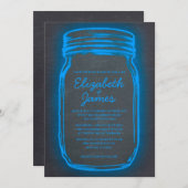 Blue Vintag Mason Jar Hochzeit Einladungen (Vorne/Hinten)