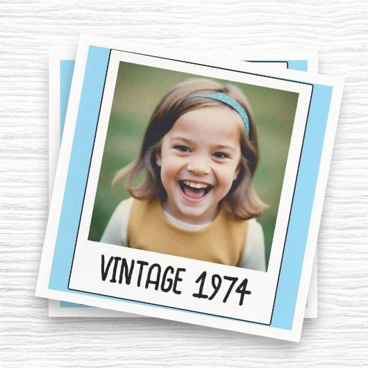 Blue Vintag Meilenstein Geburtstag Foto Keepake Serviette