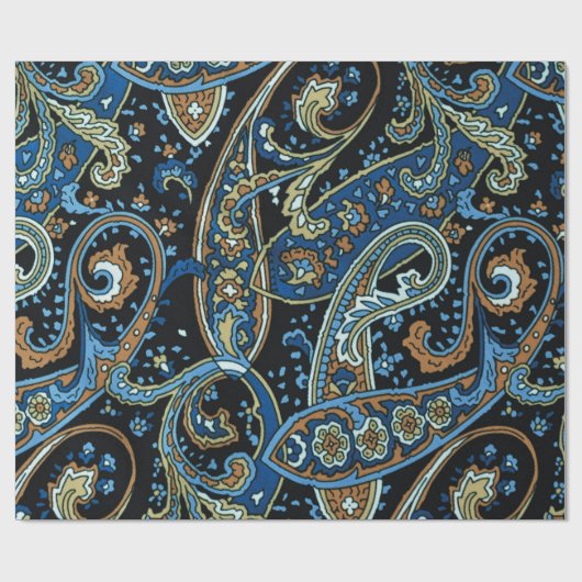 Blue Vintag Paisley Pattern Geschenkpapier (Flach)