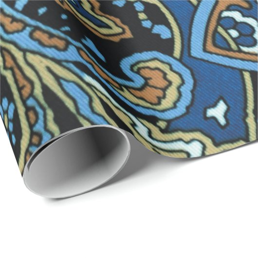 Blue Vintag Paisley Pattern Geschenkpapier (Rolleneckpunkt)