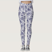 Blue Vintag Paisley Pattern Leggings (Vorderseite)