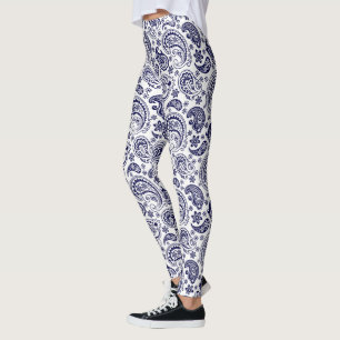 Blue Vintag Paisley Pattern Leggings