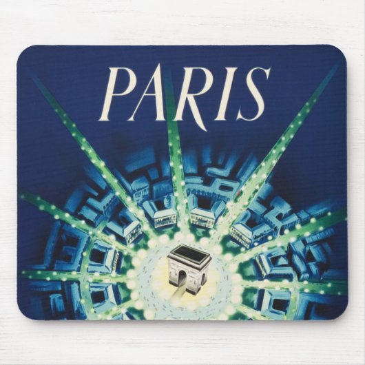 Blue Vintag Paris City French Air Travel Mousepad (Vorne)