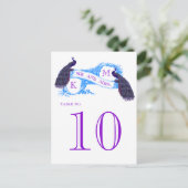 Blue Vintag Peacock Wedding Tischnummer 8806CE (Stehend Vorderseite)