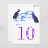 Blue Vintag Peacock Wedding Tischnummer 8806CE (Vorne/Hinten)